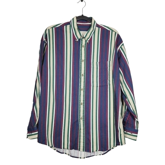 Vintage Natural Issue Kikomo 90s Stripped Button Down - Picture 1 of 3